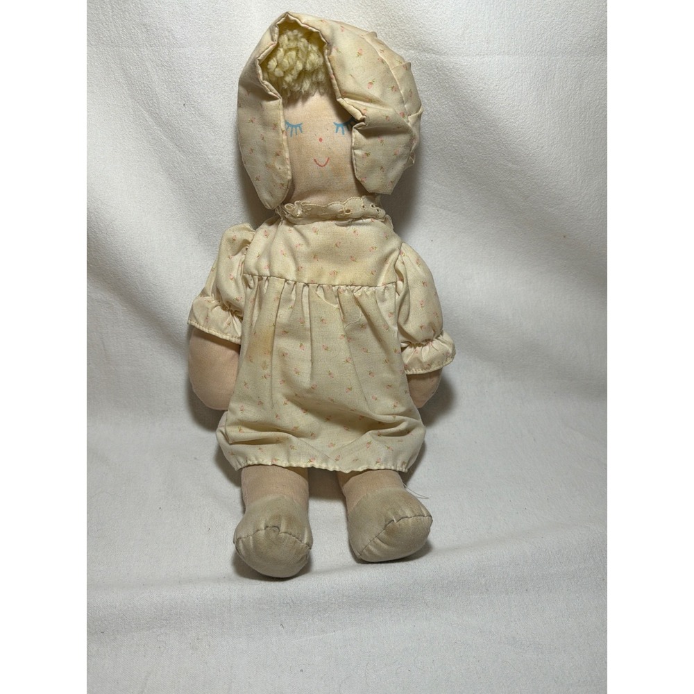 Vintage Eden Toys Rosebud Floral Dress Bonnet Soft Plush 14 Inch 1989